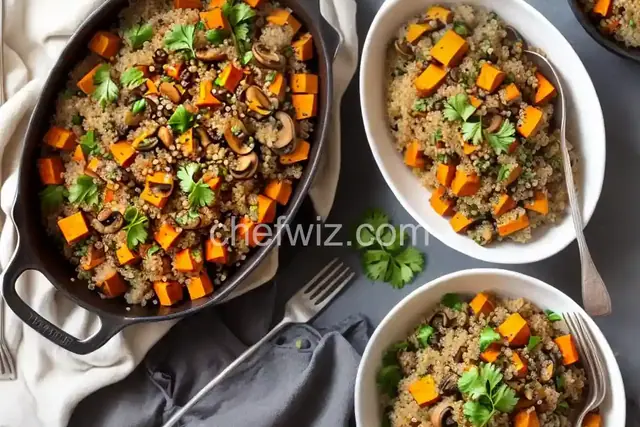 Quinoa with Sweet Potato and Mushrooms