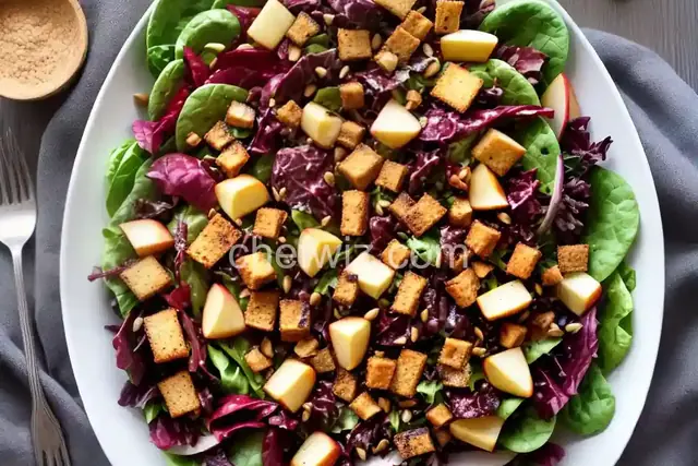 Radicchio and Apple Salad With Mustardy Croutons