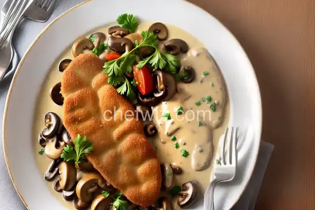 Rahmschnitzel (German Schnitzel in Creamy Mushroom Sauce)