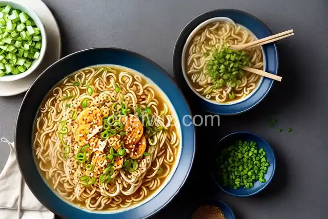 Ramen Noodles With Spring Onions and Garlic Crisp