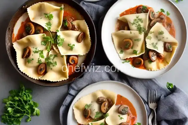 Ravioli Filled with Porcini Mushrooms and Two Cheeses