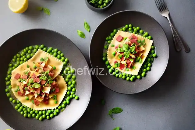 Ravioli with Lemon, Peas and Pancetta