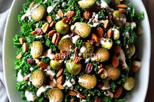 Raw Kale and Brussels Sprouts Salad with Tahini-Maple Dressing