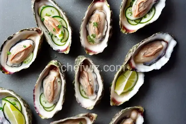 Raw Oysters on the Half Shell with Cucumber Mignonette