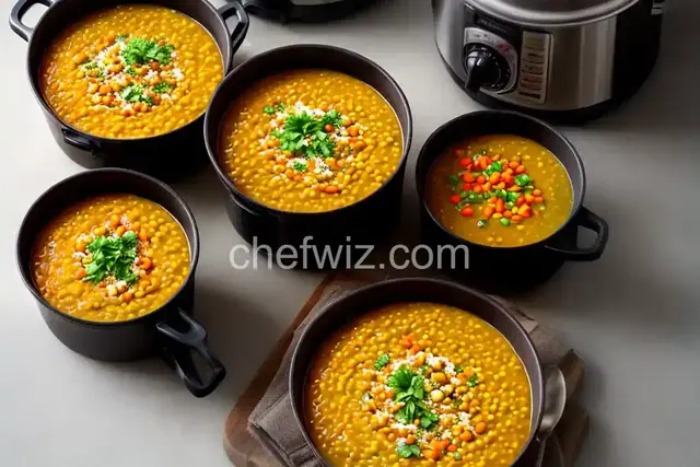 Red Lentil and Yellow Split Pea Soup Made with a Pressure Cooker