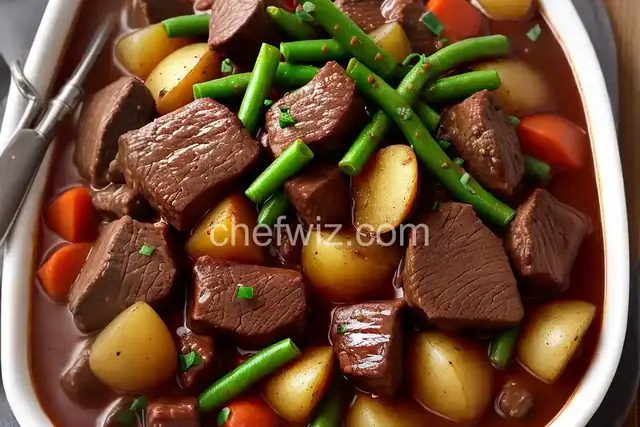 Red Wine Beef Stew with Potatoes and Green Beans