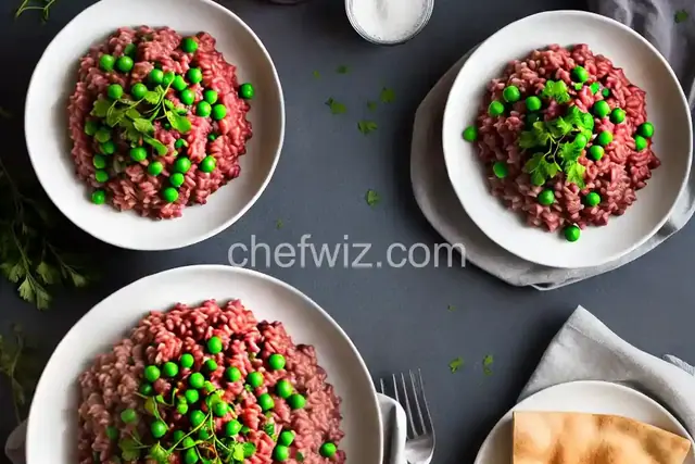 Red Wine Risotto with Peas