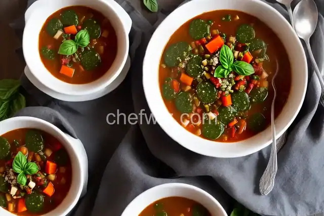 Red Winter Minestrone with Winter Greens Pesto