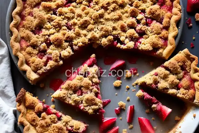Rhubarb-Strawberry Herb Crumble Pie