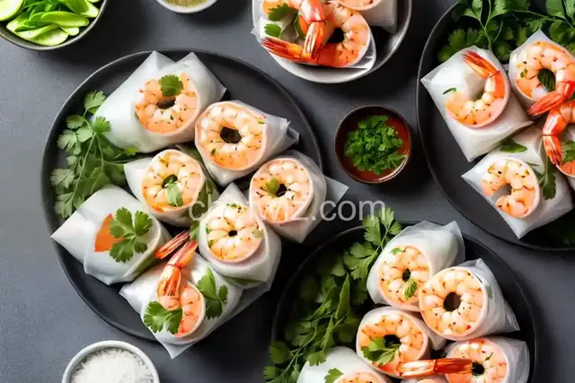 Rice Paper Rolls with Shrimp and Fresh Herbs