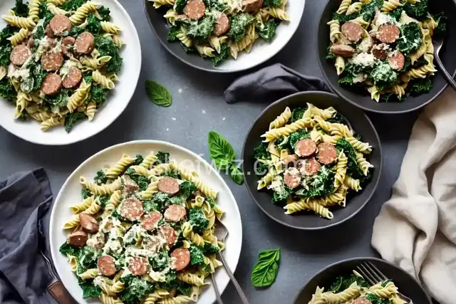 Ricotta-Pesto Pasta with Sausage and Kale