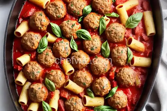 Rigatoni Meatball Bake