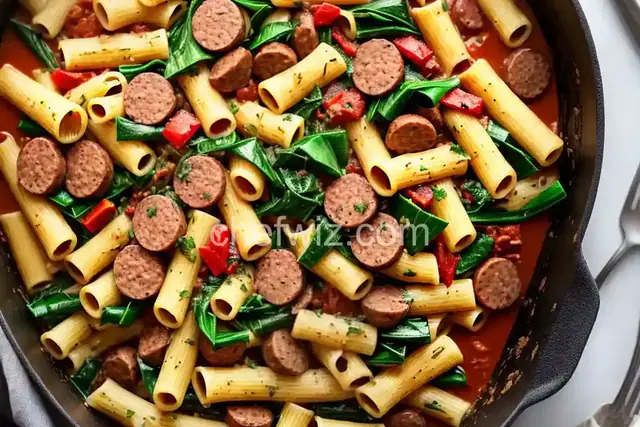 Rigatoni with Swiss Chard and Sausage