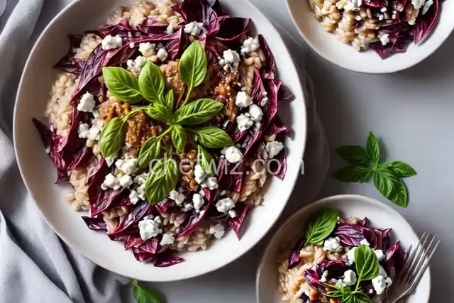 Risotto Con Radicchio, Gorgonzola, Noci, e Crema di Balsamico