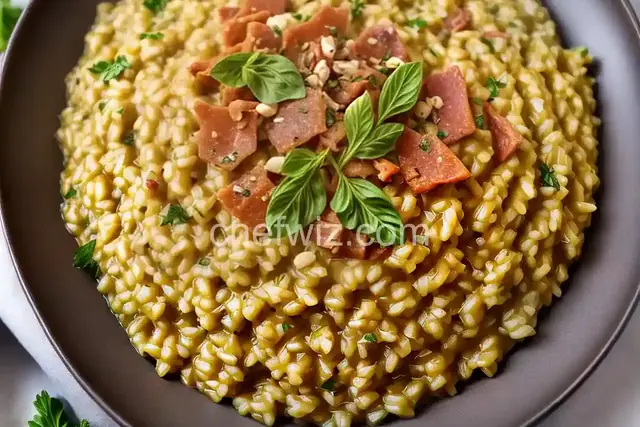Risotto con Zafferano e Pancetta in Pentola a Pressione (Saffron and Pancetta Risotto)