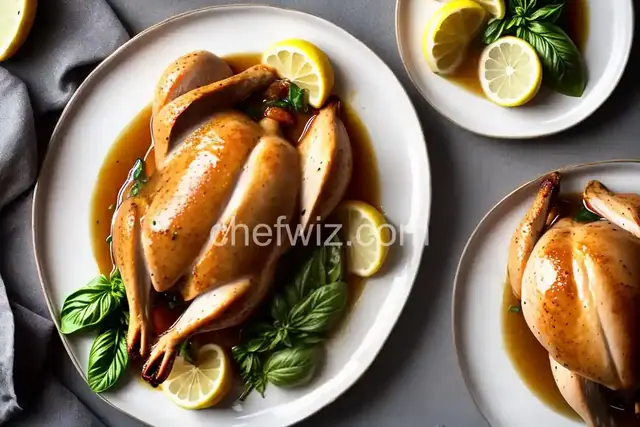 Roast Chicken Au Jus with Lemon and Basil