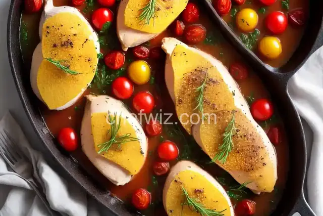 Roast Chicken Breast with Polenta and Cherry Tomatoes