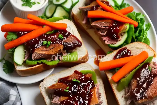 Roast Duck Shooter's-Style Sandwich With Pickled Carrots, Daikon, Cucumber, and Hoisin Sauce Recipe