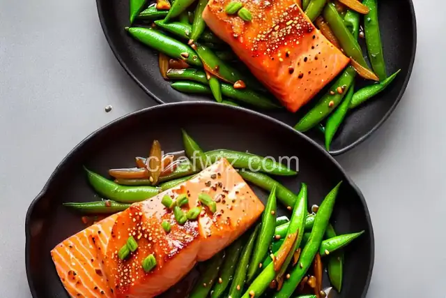 Roast Salmon with Miso Glaze and Sugar Snap Peas