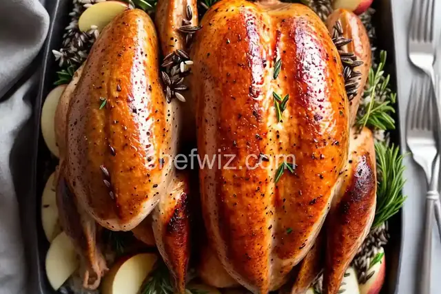 Roast Turkey with Wild Rice, Sausage, and Apple Stuffing