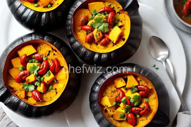 Roasted Acorn Squash and Crawfish Bisque