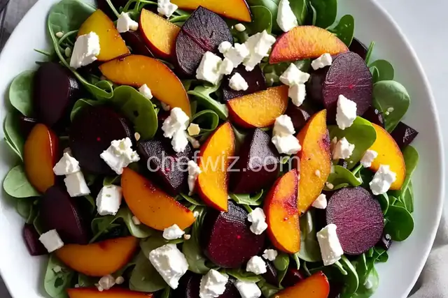 Roasted Beet, Peach, and Goat Cheese Salad