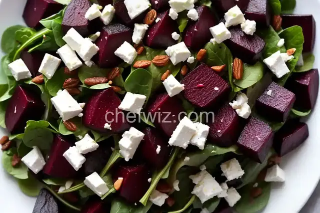 Roasted Beet Salad with Beet Greens and Feta