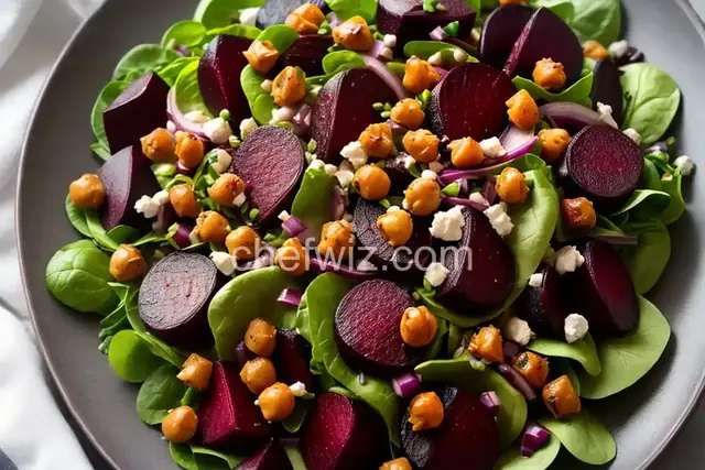 Roasted Beet Salad with Chickpeas and Red Onion