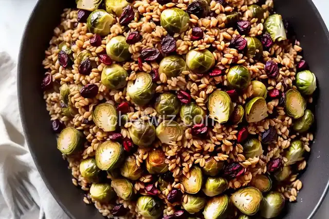 Roasted Brussels Sprouts and Cranberries with Barley