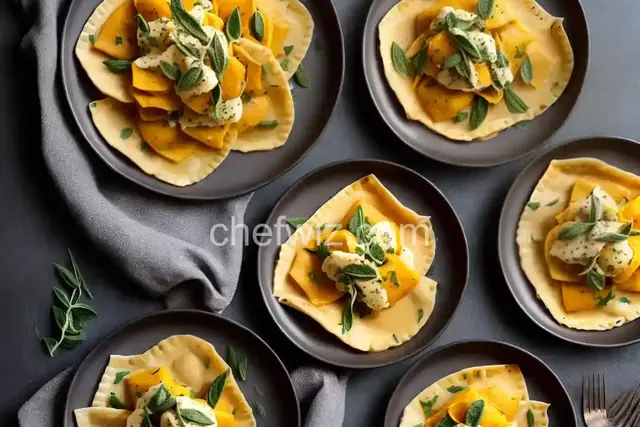 Roasted Butternut Squash Ravioli with a Sage Brown Butter Sauce