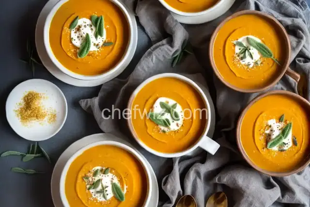Roasted Butternut Squash Soup with Sage Cream