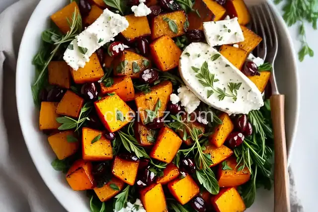 Roasted Butternut With Herb Oil and Goat Cheese