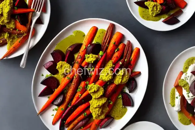 Roasted Carrots and Beets with Pecan Pesto