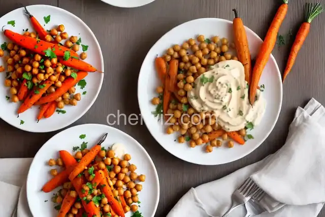 Roasted Carrots and Chickpeas With Herby Cashew Cream