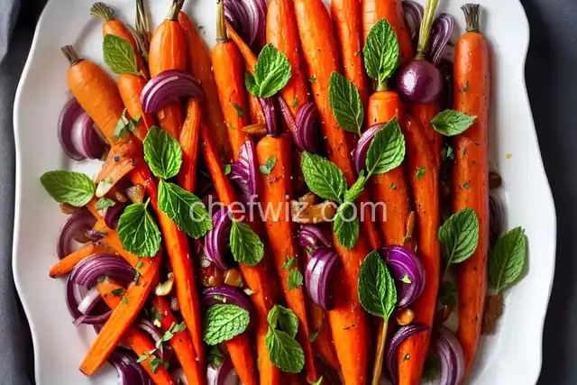 Roasted Carrots and Red Onions With Fennel and Mint