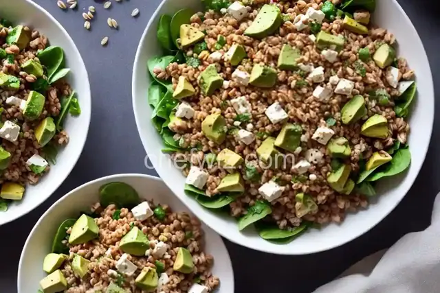 Roasted Cauliflower and Farro Salad with Feta and Avocado