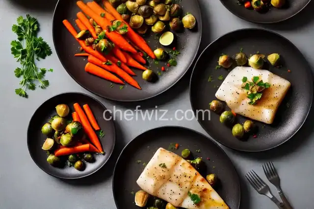 Roasted Cod with Carrots and Brussels Sprouts
