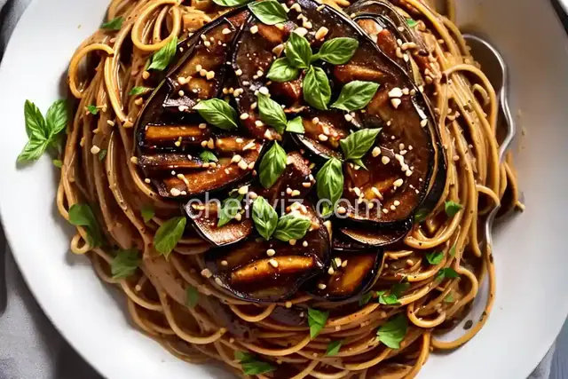 Roasted Eggplant Spaghetti with Miso Brown Butter Sauce