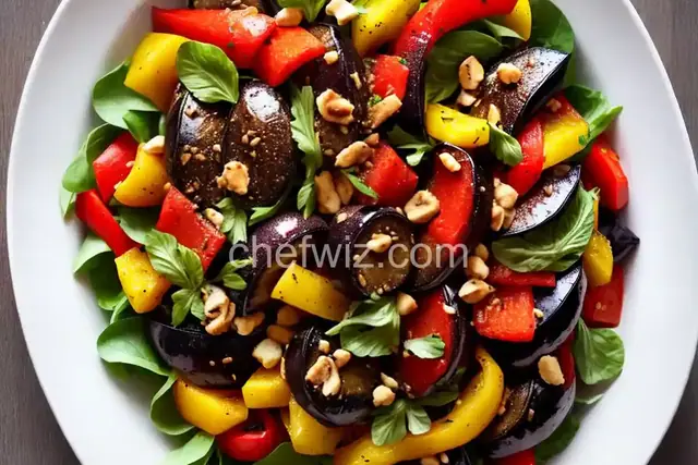 Roasted Eggplant and Red Bell Pepper Salad
