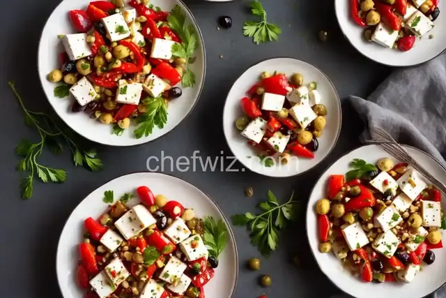 Roasted Feta with Olives and Red Peppers
