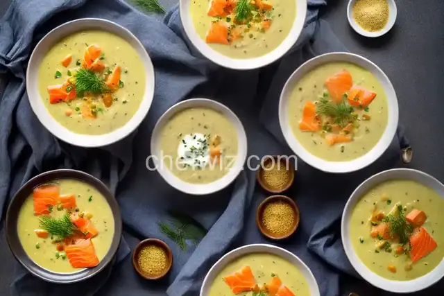 Roasted Garlic Potato Soup with Smoked Salmon