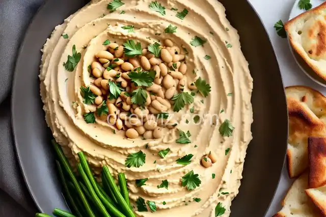 Roasted Garlic and White Bean Hummus, Served Warm