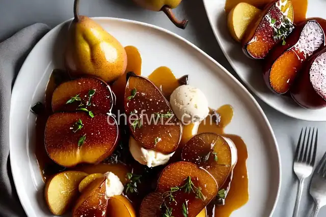 Roasted Pears with Brown Sugar and Vanilla Ice Cream
