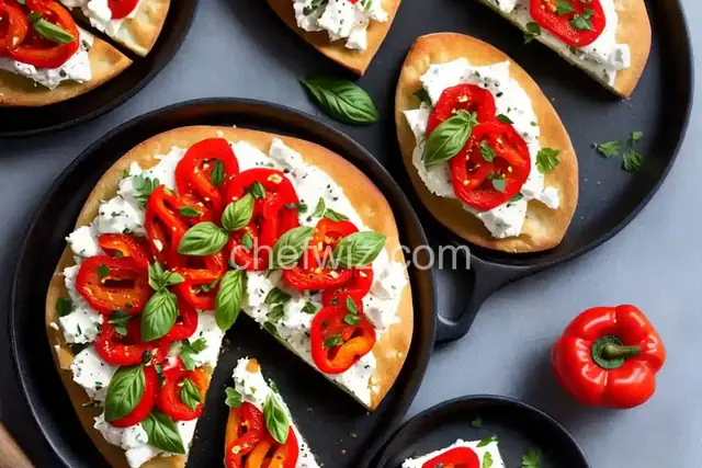 Roasted Pepper and Goat Cheese Bruschetta