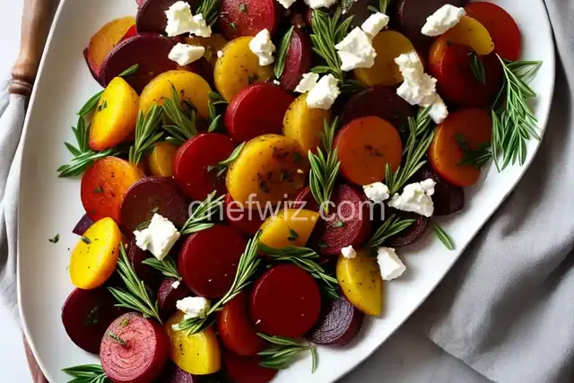 Roasted Red and Yellow Beets with Goat Cheese and Lemon-Tarragon Vinaigrette