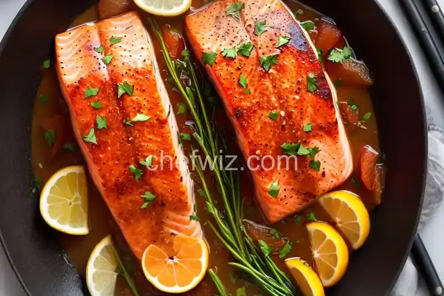 Roasted Salmon with Shallot Grapefruit Sauce