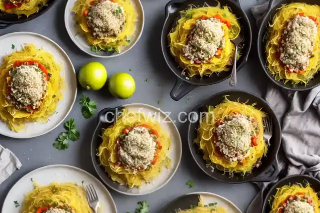Roasted Spaghetti Squash with Ground Turkey and Vegetables