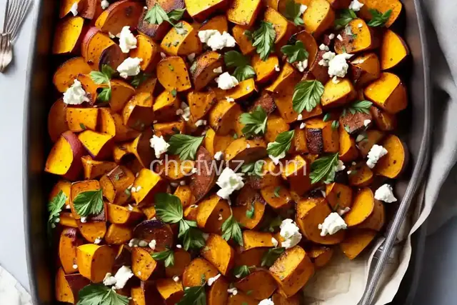 Roasted Squash and Sweet Potatoes with Goat Cheese
