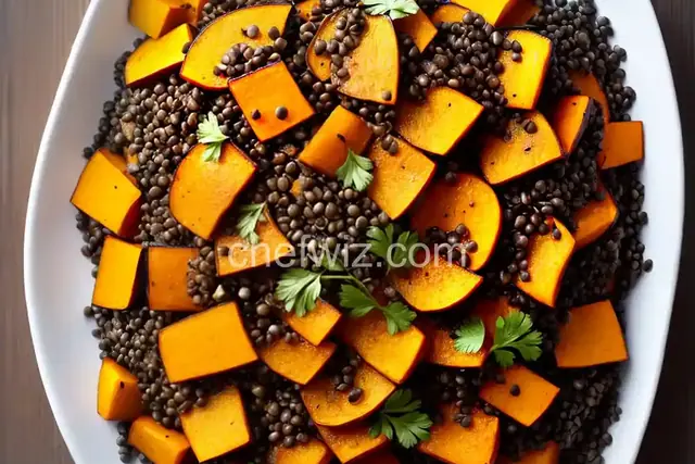 Roasted Squash with Marinated Lentils