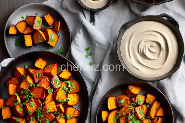 Roasted Sweet Potatoes With Miso-Tahini Sauce